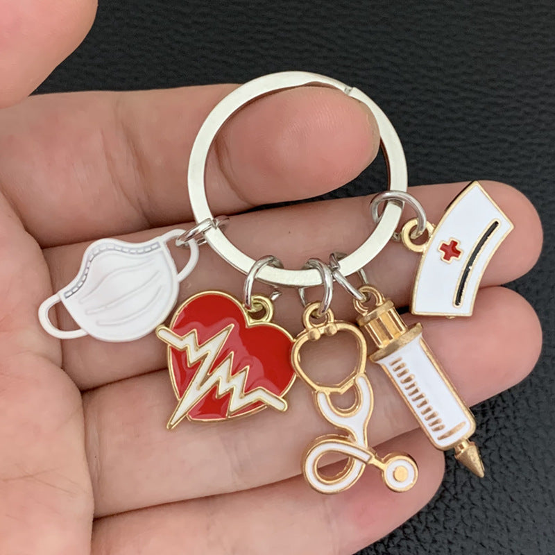 Wholesale Nurse Doctor Mask Syringe Syringe Stethoscope Keychain